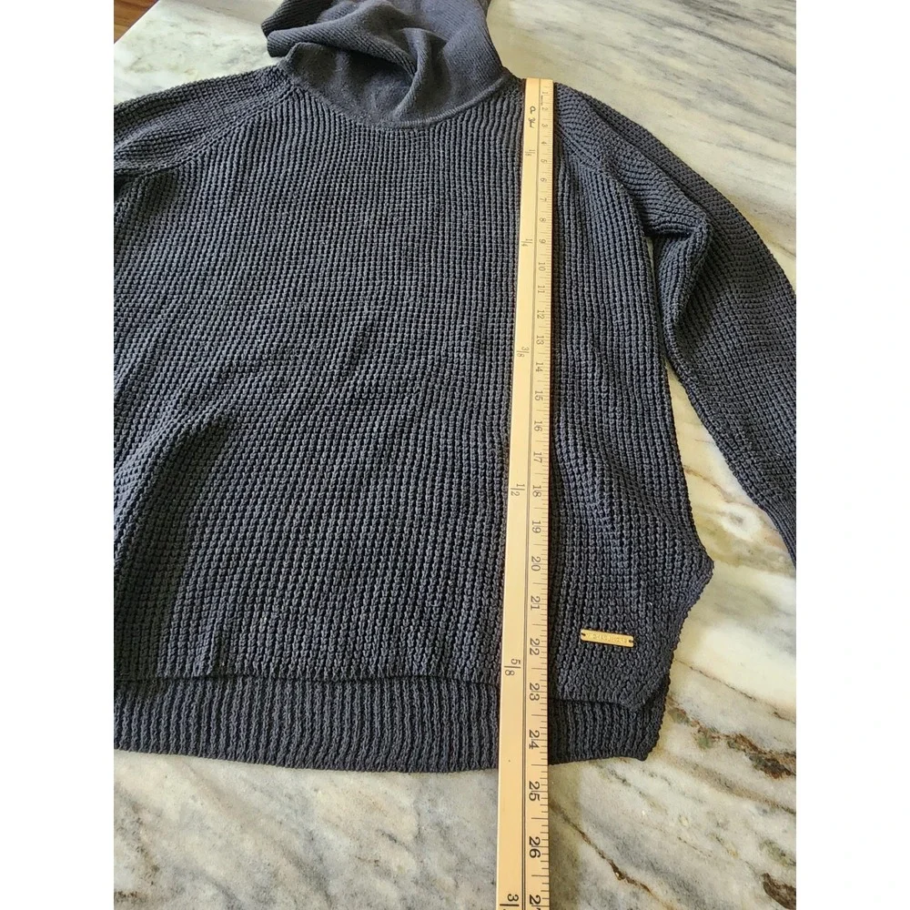 Michael Kors Womens Black Cowl Neck Waffle Knit Sweater Size Medium Cotton Blend